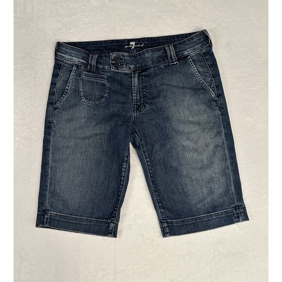 Y2K Vintage 7 For All Mankind Low Rise Dojo Jorts Size 35 Slub Selvedge Denim - Picture 1 of 5